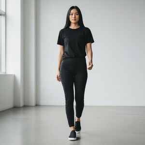 Black Women's Side-Ribbed Leggings